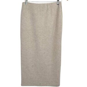 PIOMBO Pencil Skirt Oatmeal Beige Size M Fleece Soft Stretch Back Slit